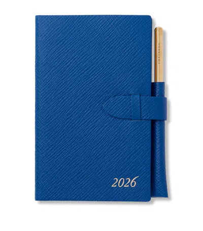 Smythson Panama Leather 2026 Weekly Diary In Blue