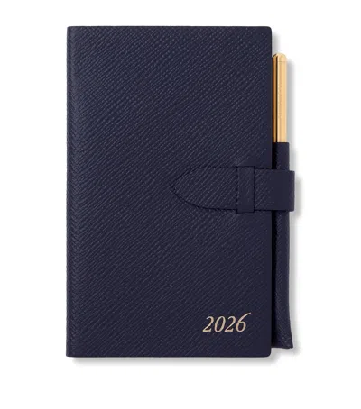 Smythson Panama Leather 2026 Weekly Diary In Blue