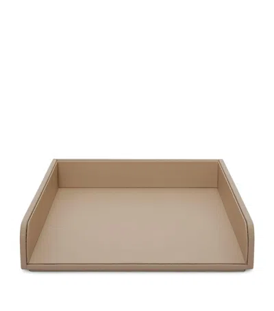 Smythson Panama Leather A4 Paper Tray In Beige