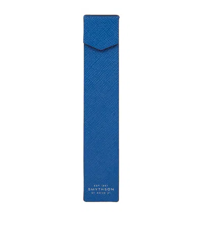 Smythson Panama Leather Bookmark In Blue