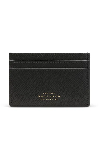 Smythson Panama Leather Card Holder In Black