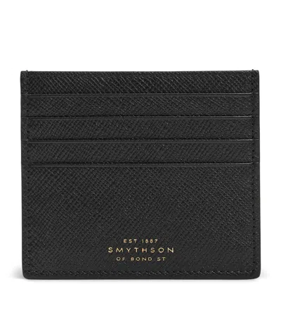 Smythson Panama Leather Card Holder In Black