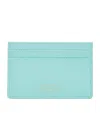 Smythson Womens Flat Leather Card Holder Bright Aqua In Blue
