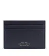 Smythson Panama Leather Card Holder In Blue