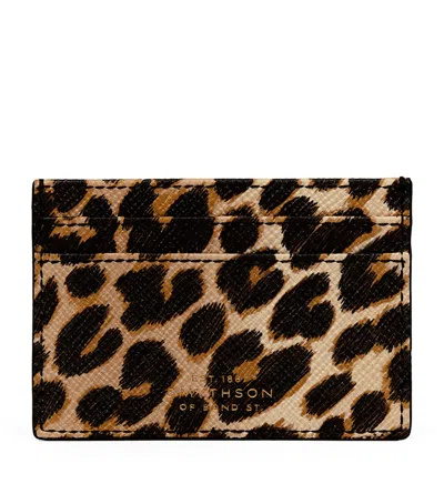 Smythson Panama Leather Card Holder In Brown