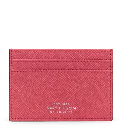 Smythson Panama Leather Card Holder In Pink