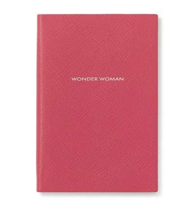 Smythson Panama Leather Chelsea Wonder Woman Notebook In Red
