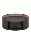 Smythson Panama Leather Coasters In Black