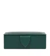 Smythson Panama Leather Cufflink Box In Green