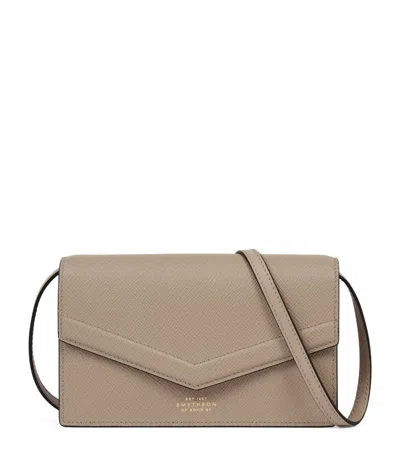 Smythson Panama Leather Envelope Cross-body Bag In Beige