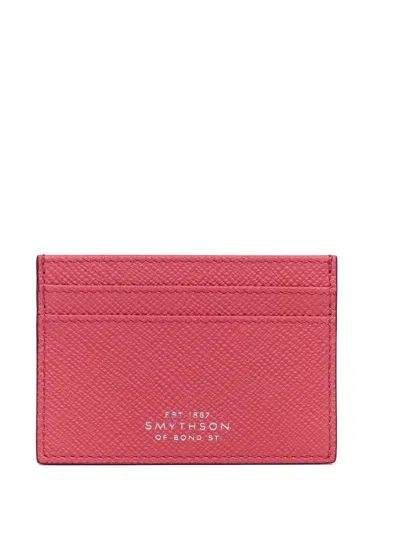 Smythson Panama Leather Flat Card Holder In Pink