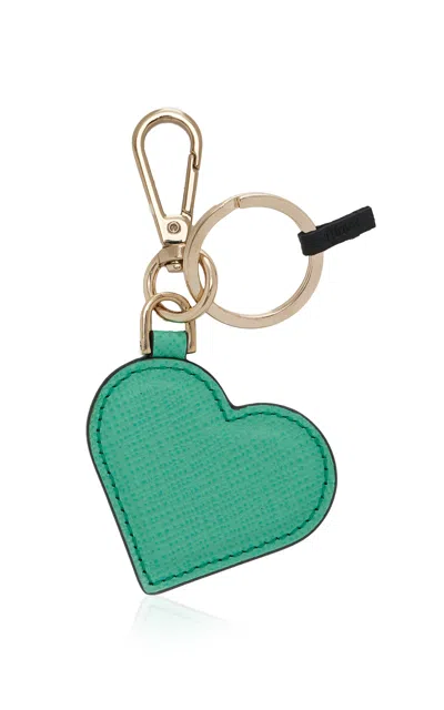 Smythson Panama Leather Keyring In Green