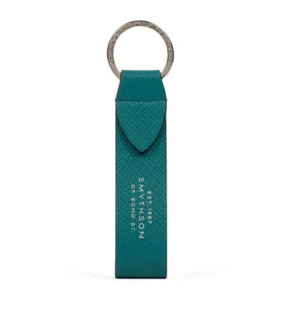 Smythson Panama Leather Keyring In Green