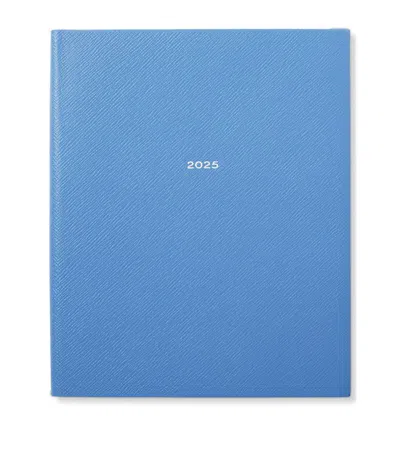 Smythson Panama Leather Kings 2025 Weekly Diary In Blue