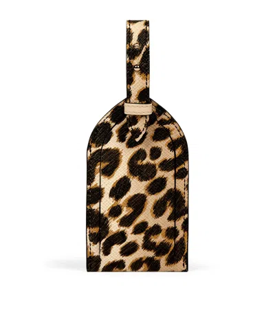 Smythson Panama Leather Luggage Tag In Brown