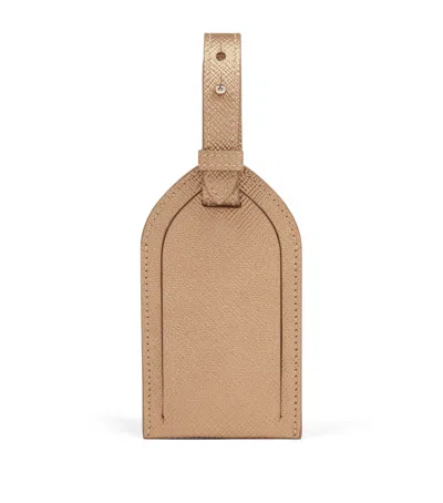 Smythson Panama Leather Luggage Tag In Neutral