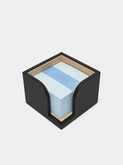 Smythson Panama Leather Memo Block  Abask Luxury Gift In Black