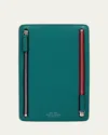 Smythson Panama Leather Multi-zip Case, Petrol In Blue