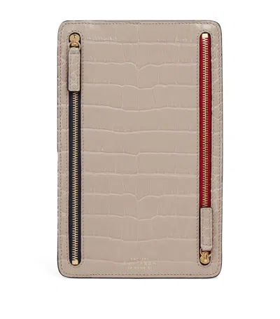 Smythson Panama Leather Multi-zip Travel Wallet In Beige