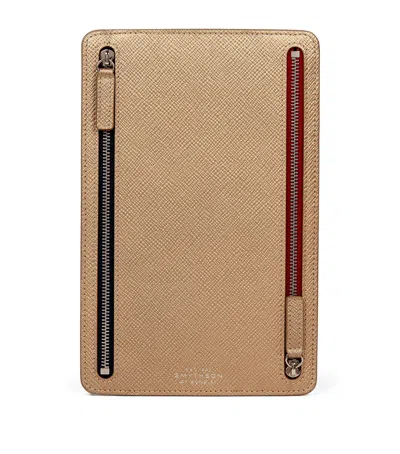 Smythson Panama Leather Multi-zip Wallet In Silver