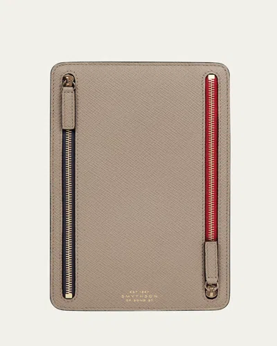 Smythson Panama Leather Multi-zip Currency Case In Brown