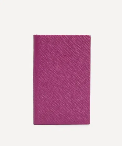Smythson Panama Leather Notebook In Purple