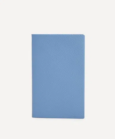 Smythson Panama Leather Notebook In Blue