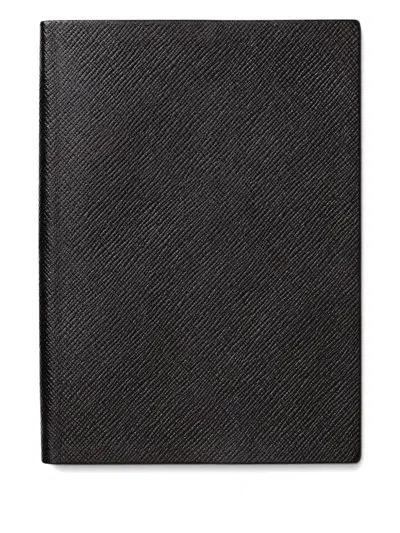 Smythson Panama Leather Notebook In Black