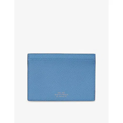 Smythson Panama Leather Passport Sleeve Nile Blue