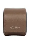 Smythson Panama Leather Single Watch Roll In Brown