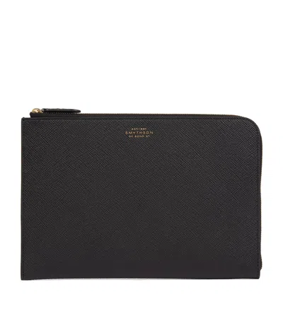 Smythson Panama Leather Slim Pouch In Black