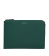 Smythson Panama Leather Slim Pouch In Green