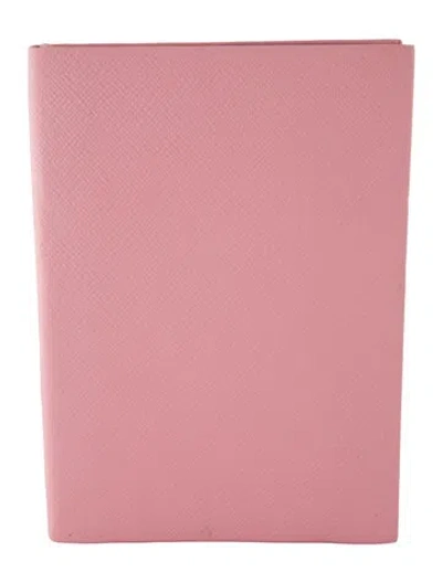 Pre-owned Smythson Panama Leather Soho Notebook In Pink