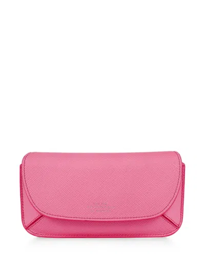 Smythson Panama Leather Sunglasses Case In 粉色