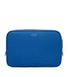 Smythson Panama Leather Tech Organiser Pouch In Blue