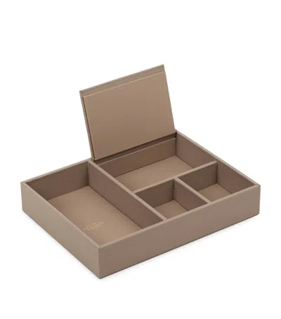Smythson Panama Leather Valet Tray In Beige