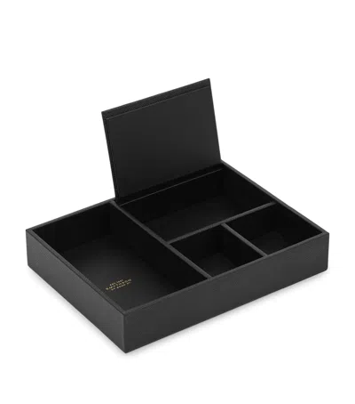 Smythson Panama Leather Valet Tray In Black