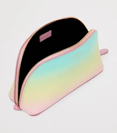 Smythson Panama Leather Wash Bag In Pink