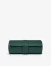 Smythson Panama Leather Watch Roll 20cm In Green