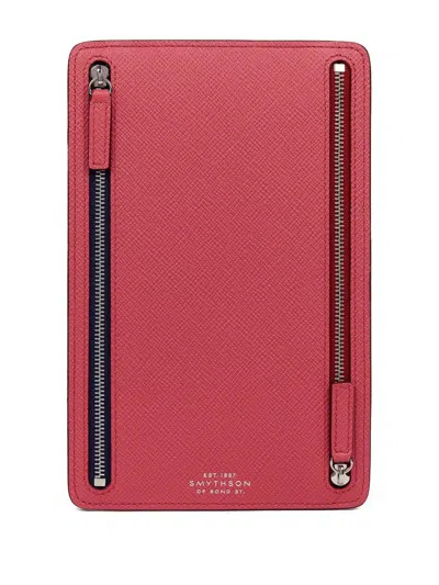 Smythson Panama Multi-zip Case In Pink
