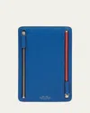 Smythson Panama Multi-zip Currency Case In Cerluean
