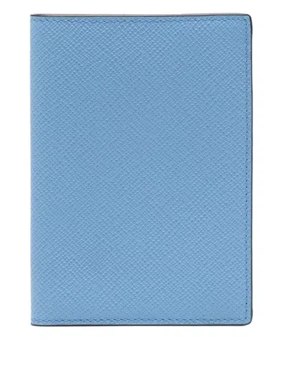Smythson Textured Leather Passport Cover In Blue