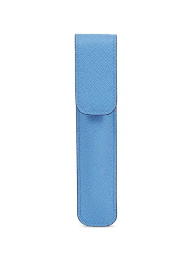 Smythson Panama Pen Sleeve In Blue