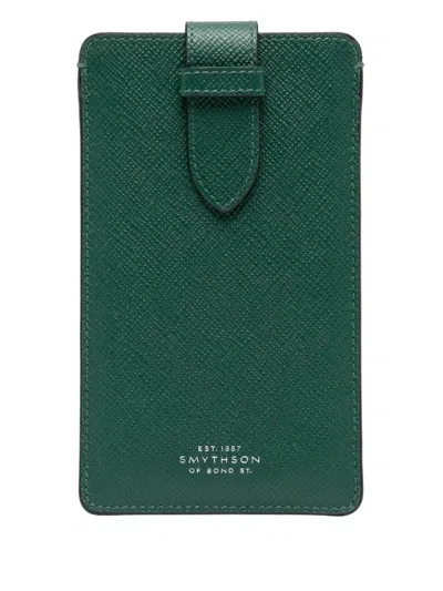 Smythson Panama Phone Sleeve In Green