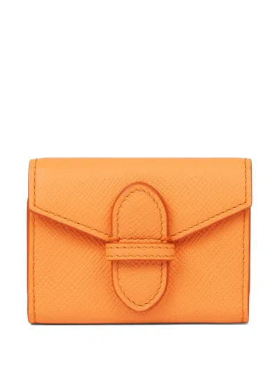 Smythson Panama Single Playing Cards Case In Orange