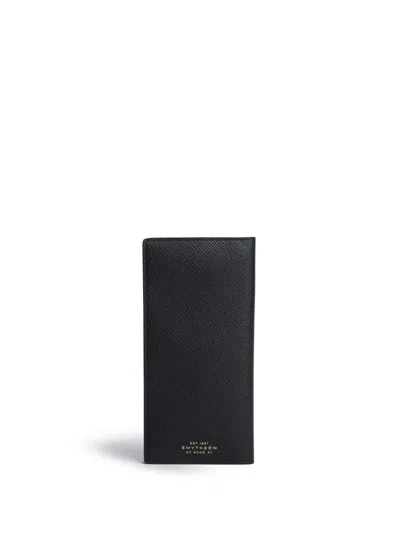 Smythson Panama Slim Bi-fold Leather Wallet In Black