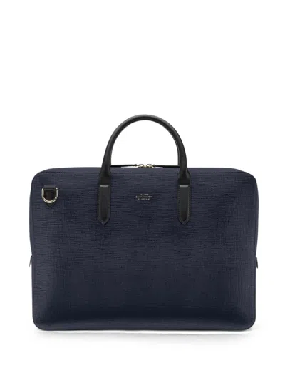 Smythson 파나마 슬림 브리프 케이스 In Blue