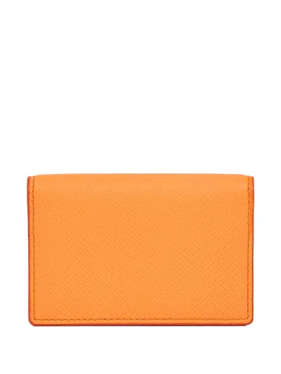 Smythson Panama Snap-closure Folded Card Case In Orange