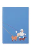 Smythson Panama Soho Poodle Leather Notebook In Blue