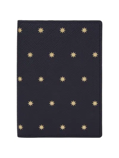 Smythson Panama Star Passport Cover In Black